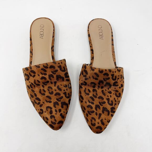Abound Womens 6 Leopard Print Pointed Toe Slip On Flats Animal Brown Tan Black - Picture 3 of 11